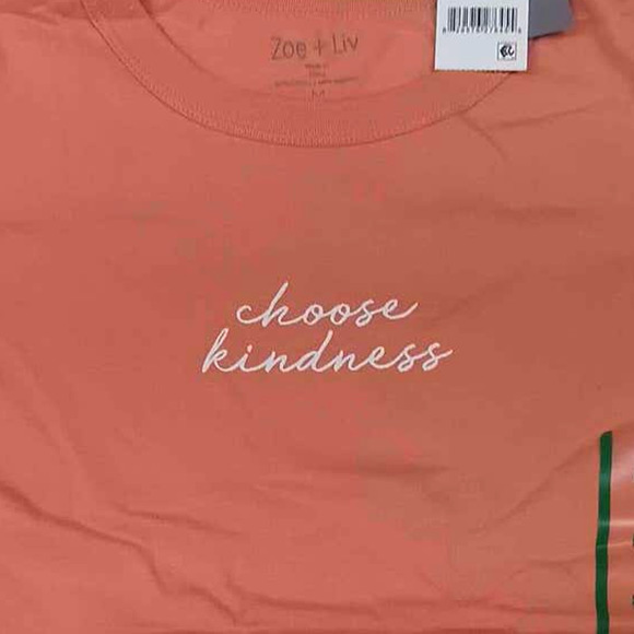 2 x Women's MEDIUM "Choose Kindness" SS Graphic T-Shirt - Misty Rose (2-Pack) - Picture 4 of 6